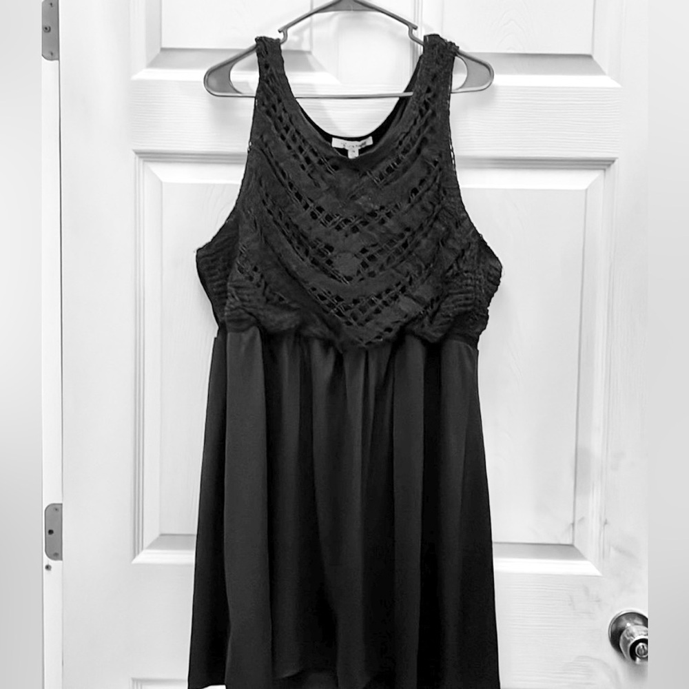 EUC Extra Touch Little Black Dress w/ Knit Floral Bodice, Size 2x